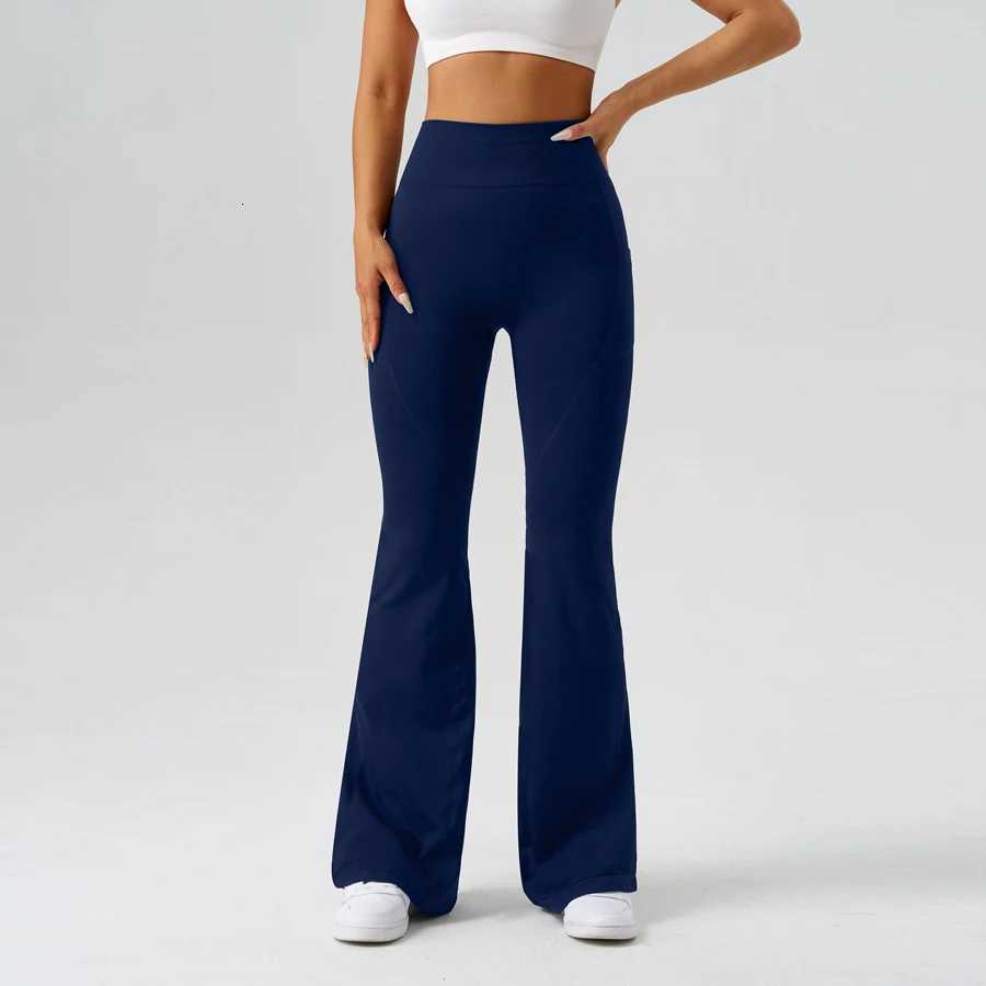 Flared Yoga Pants Women High Waist Bell Bottom Leggings Seamless Trousers wPockets Retro Gym Fitness Athleisure Wide Leg PantsT251022