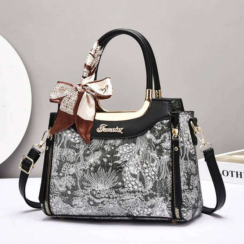 Top-handle Print Leather Women Handbags Female Leisure Shoulder Bags Fashion Purses Vintage Bolsas Large Capacity Tote Bag