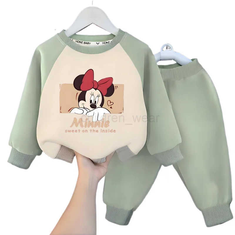 Disney Hoodie For Girls Fashion Longsleeves Sweatshirtlong Pants Sets for Kids Autumn Minnie Printed 2pcs Set Clothing H251022