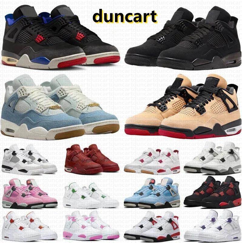 With Box 4 4s mens basketball shoes 2025 Pizza Black Cat White Cement Brick by Brick Bred Reimagined Miitary Thunder UNC Blue men women trainers sports sneakers 36-47