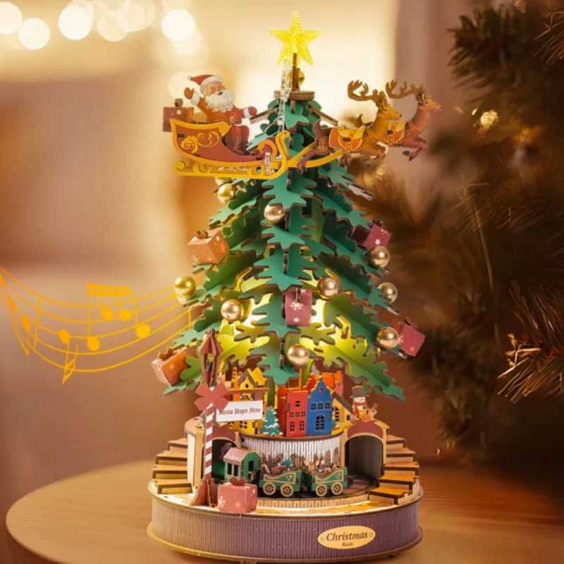 Robotime 3D Wooden Puzzles Music Box Christmas Melody Tree Wooden Model Kits for Adults to Build Best Gifts for Adults and Kids J251022