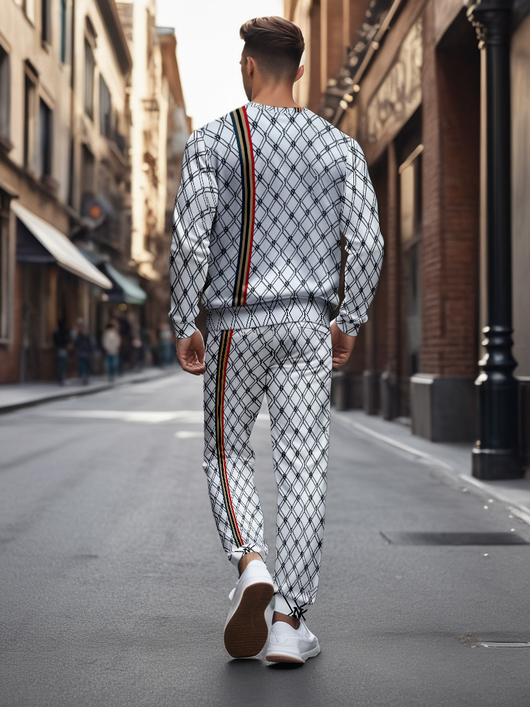 Men's Brown Knitted Cotton Blend Long Sleeve Round Neck Sweatshirt Ankle-Length Casual Comfortable Outdoor Wear T-Shirt - YLWY00176