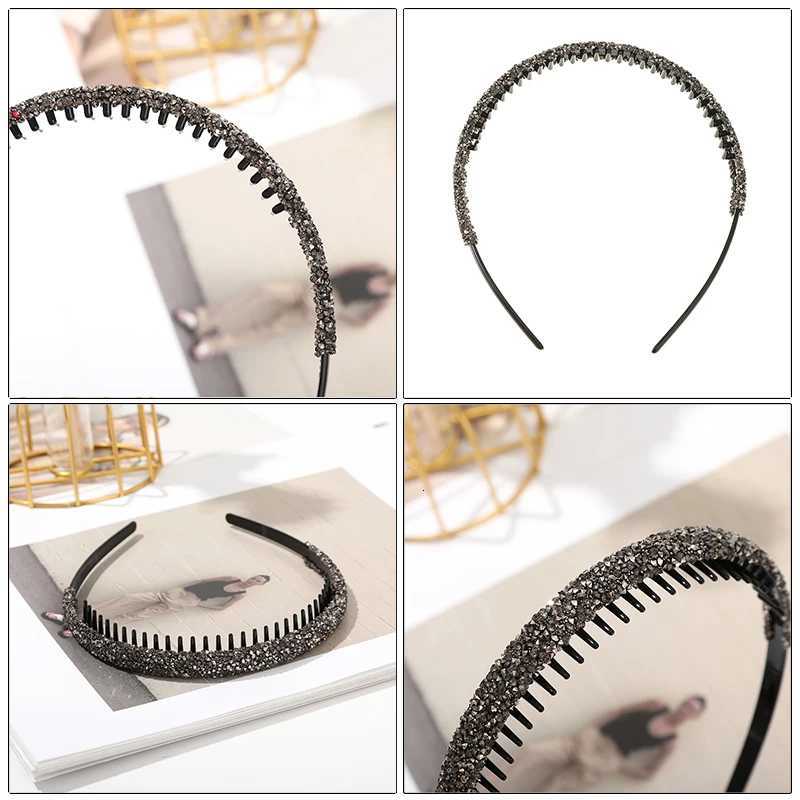 AWAYTR Luxury Nonslip Rhinestone Hair Hoops Bands Women Tooth Elastic Headbands For Women Shiny Hair Hoops Bezel Accessories V251022