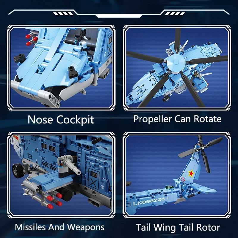 1711pcs Attack Helicopter Building Blocks Set Army Plane Military Fighter Model Kit Assembly Bricks Kids DIY Toys Holiday Gifts J251022