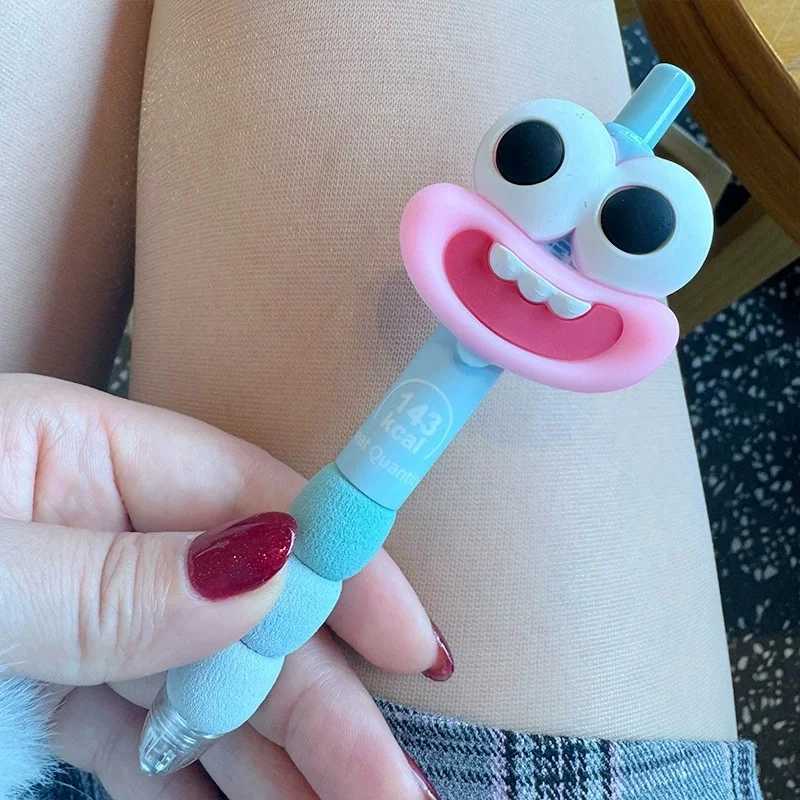 4Pcs Cute Big Mouth Big Eyes Funny Doll Black Gel Pen for School Students Or Office Use Writing Stationery Student Exam Pens J251022
