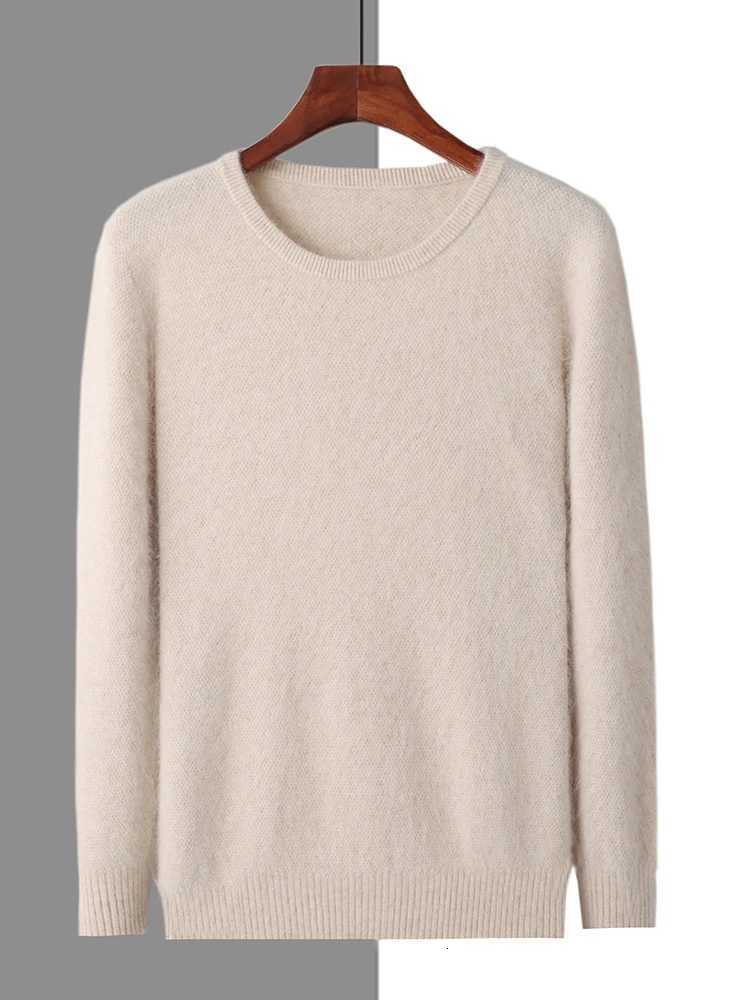 100 Mink Cashmere Sweater Mens Oneck Long Sleeve Pullover Casual Fashion Tops Knit Loose Patchwork Mens Jacket Autumn WinterXJ251022