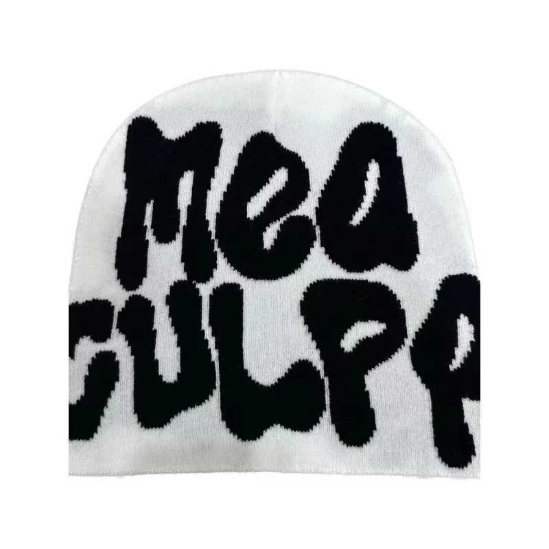 MEA CULPA Korean version fashion versatile autumn and winter hip hop European and American trend letter jacquard knit hat J251022