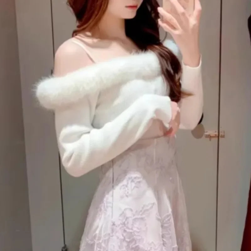 Long Sleeve Off Shoulder Outerwears Sexy Slash Neck Cardigan Single Breasted Sweater Spring Women Clothing Japan Cardigans 251016