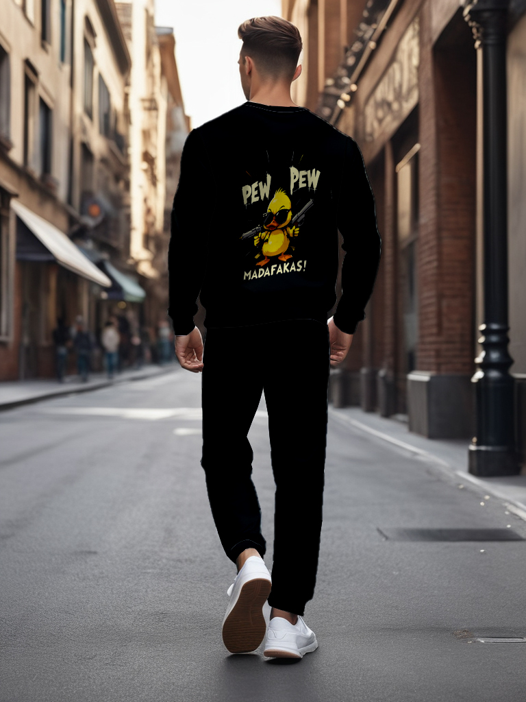 Men's Brown Knitted Cotton Blend Long Sleeve Round Neck Sweatshirt Ankle-Length Casual Comfortable Outdoor Wear T-Shirt - YLWY00180