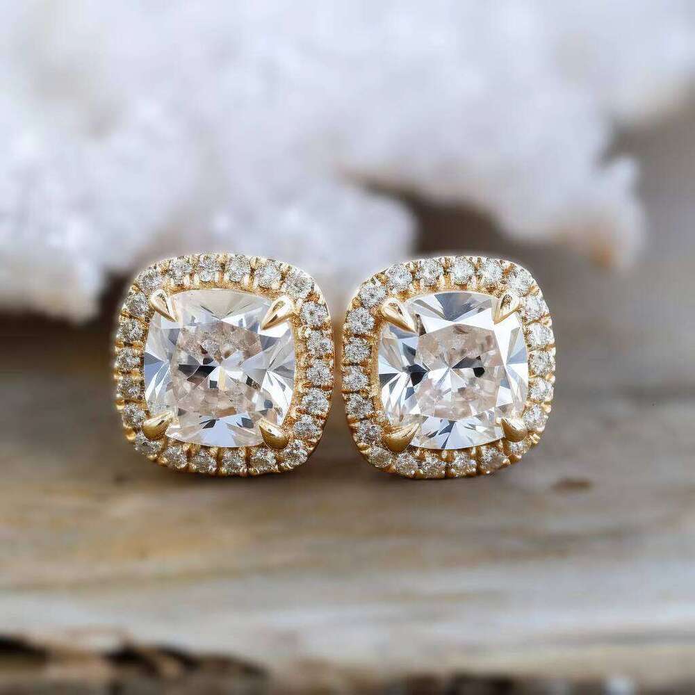 14k Solid Gold VVS Dia Sterling Sier Moissanite Stud Earrings for Women