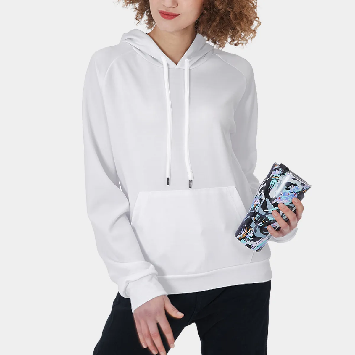 DHgatepod Women's Raglan Sleeve Hoodie - All-Over Print Scuba Fabric Pullover with Contrast Lined Hood