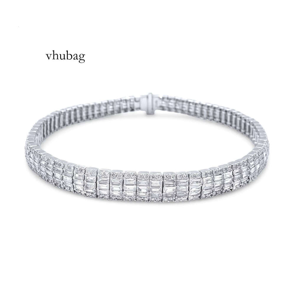 New Premium Jewelry 14k White Gold Emerald Cut Silicon Stone Inlaid Bracelet for Sale at the Best Price