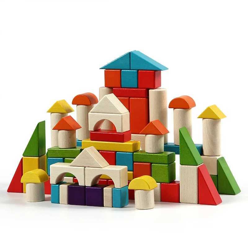 Childrens Toys Puzzle Montessori Education Wooden Board Games Diy Building Blocks Set Constructor Stelstein Stacking Toy Gift J251022