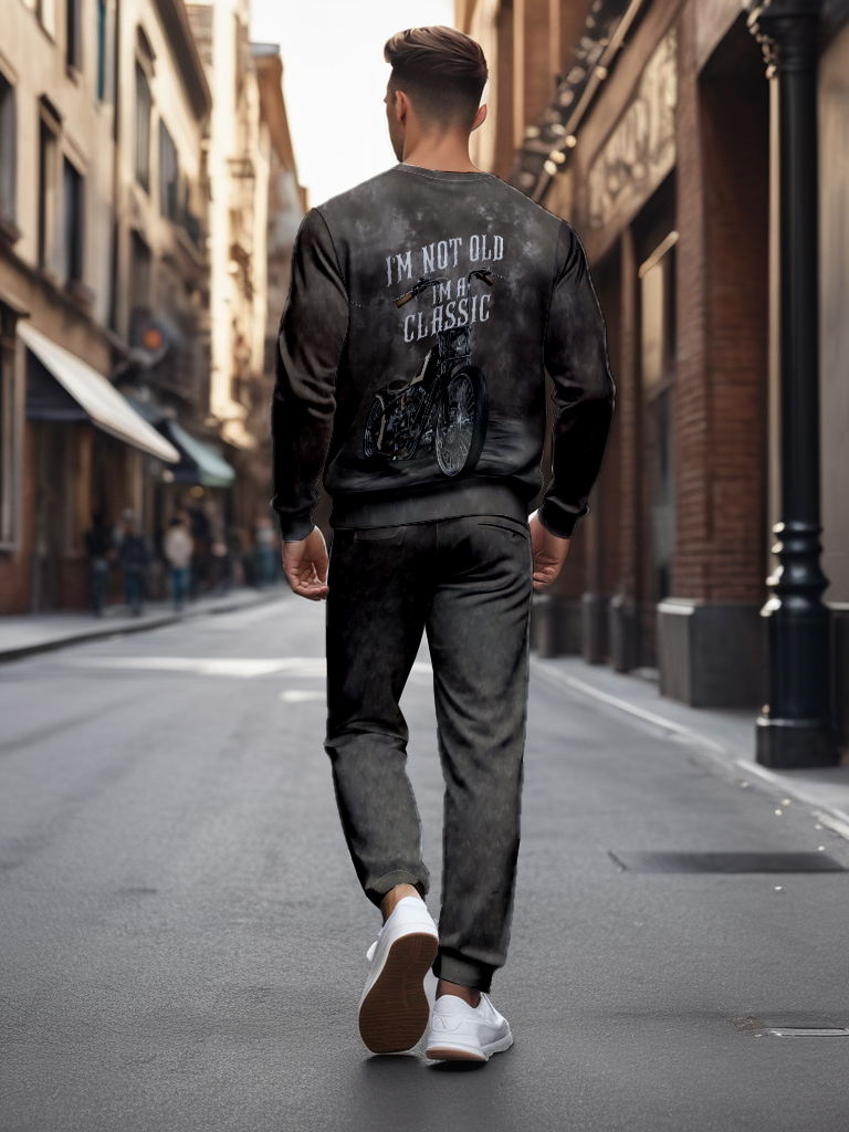 Men's Ankle-Length Knitted Cotton Blend Sweatshirt Brown Long Sleeve Round Neck Casual T-Shirt Comfortable Outdoor Wear - YLWY00113