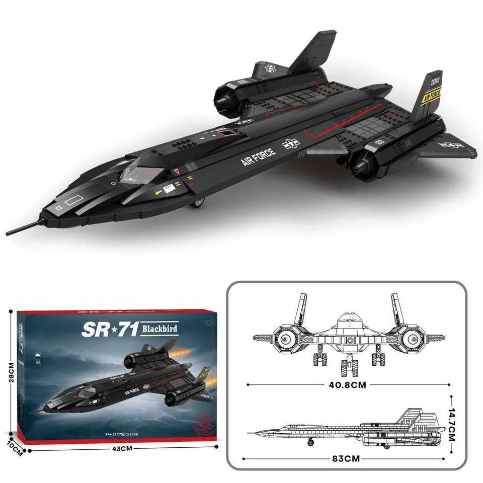 1775PCS SR71 Blackbird Fighter Building Blocks Air Force Reconnaissance Aircraft Plane Model Bricks Collection Display Kids Toy J251022