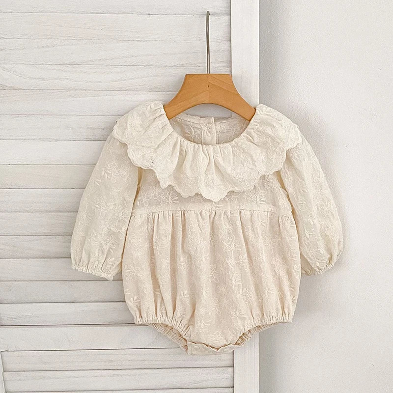 024M Infant Clothes Baby Girls Long Sleeved Jumpsuit Autumn Girl Clothing Cotton Embroidery born Bodysuits 251022