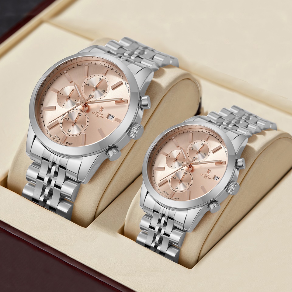 222A Stylish Dual-Gender Chronograph Watch Precision Quartz Motion in a Sleek Metal Frame Suitable for Both Lover Wedding Gift