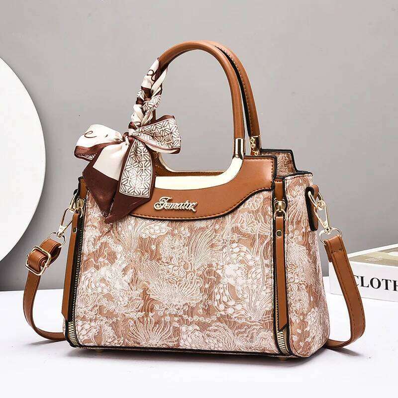 Top-handle Print Leather Women Handbags Female Leisure Shoulder Bags Fashion Purses Vintage Bolsas Large Capacity Tote Bag
