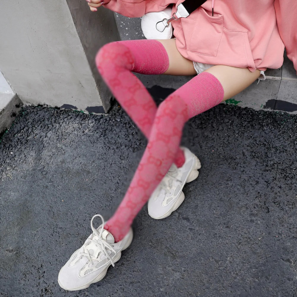 WomenS Cotton Socks Autumn Winter Gold Wire Over The Knee Stockings Trend WomenS Stockings Letter Sports High Socks 251020