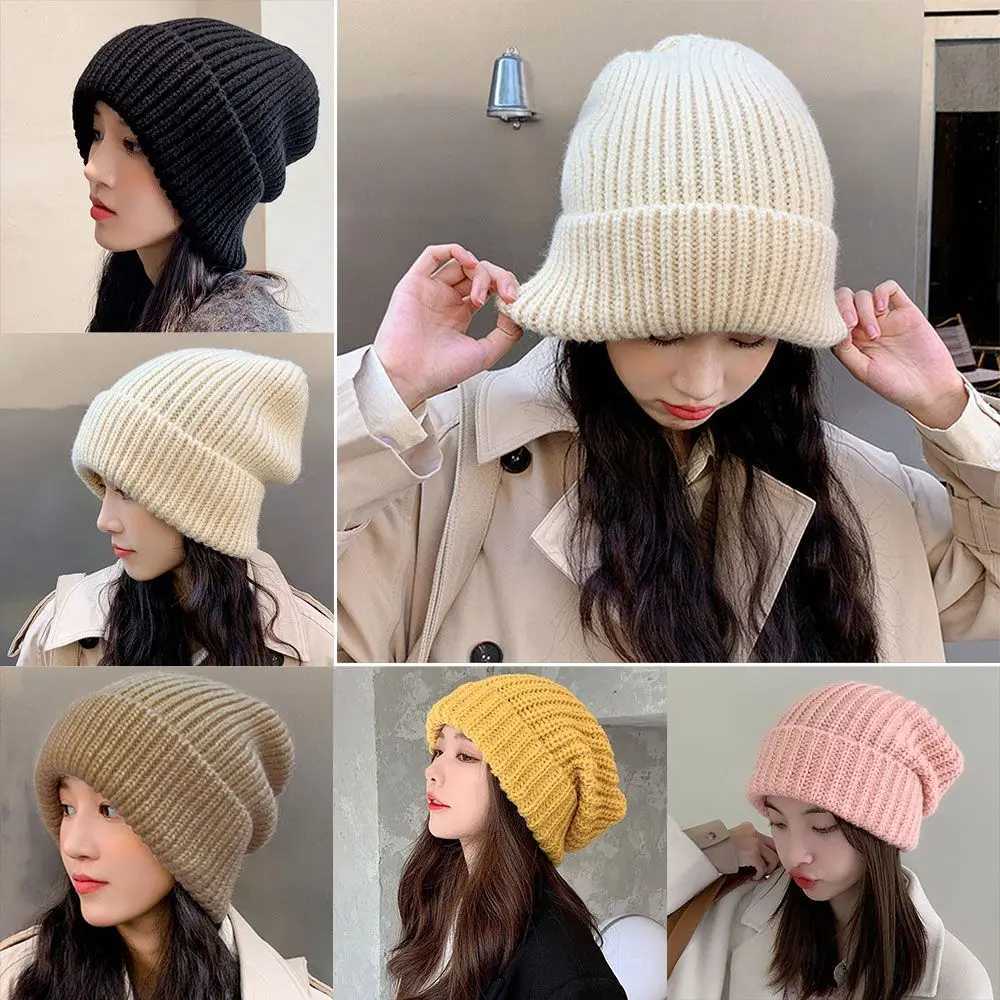 Fashion Winter Warm Hats for Women Casual Stacking Knitted Bonnet Caps Men Hats Solid Color Hip Hop Unisex Female Beanies J251022