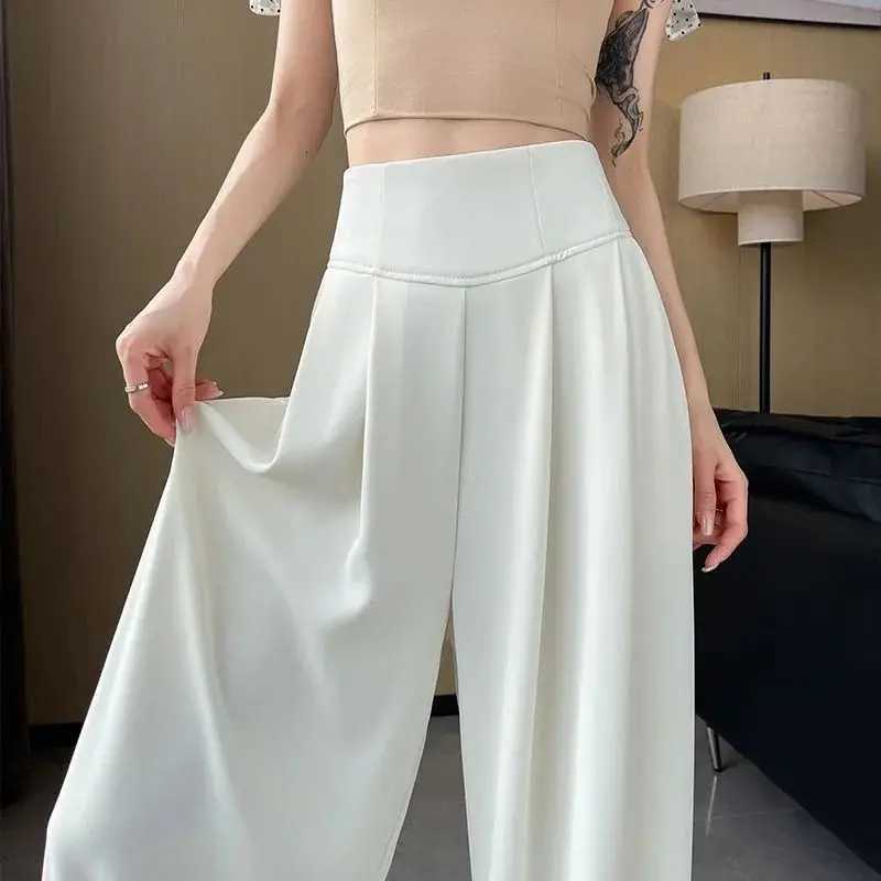 2025 Summer Women Korean Solid Daily Pants Female Concise High Waisted Suit Trousers Lady Fashion Basic Loose Slimming SlacksT251022