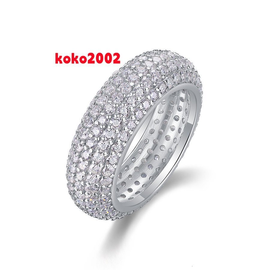 Vinregem 3EX VVS1 D Color Sparkling Real Moissanite 100 925 Sterling Silver Wedding Party Row Ring Jewelry Band