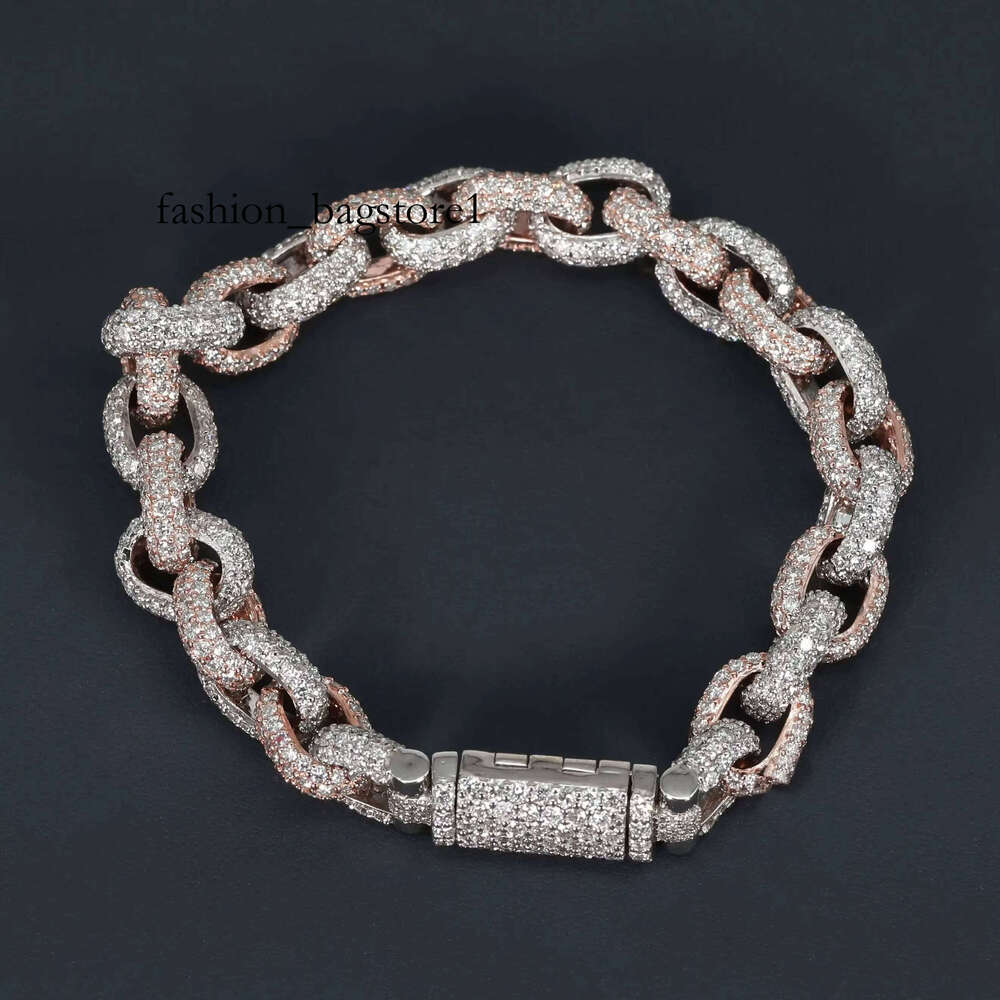 Luxurious Sier Cuban Chain Round Cut Electroplated Silicon Bracelet & Bangle
