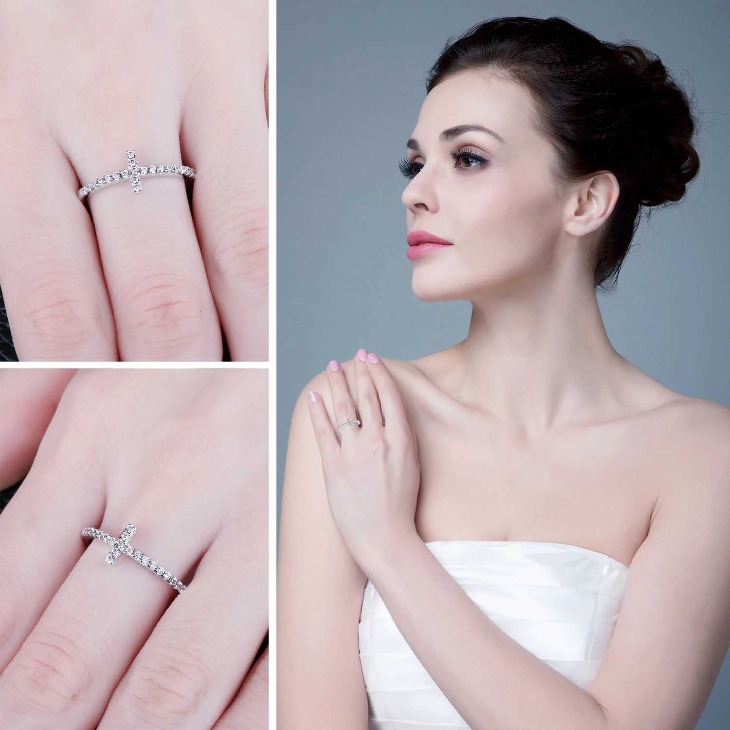 Luxcury Elegance: Elegant Ladies' Bridal 925 Silver Band with Sideway Cross Emblem by Jewelerypalace Collection J251021