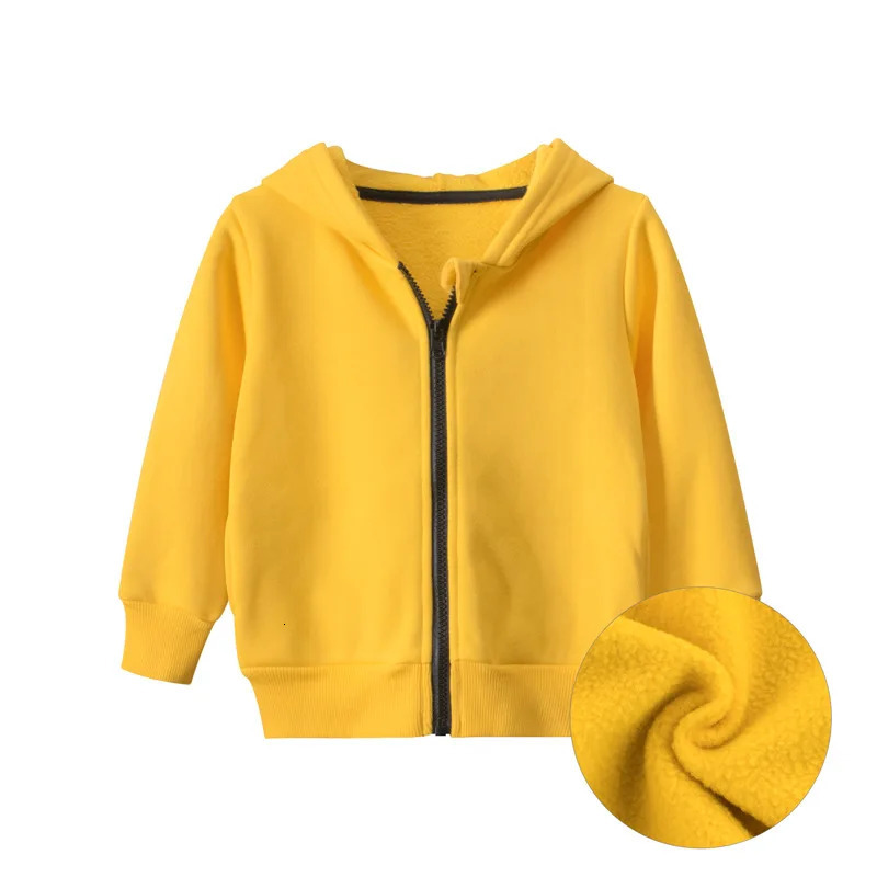 Autumn Winter Solid Hoodie Clothes for Boys Girls Cotton Zipper Villus Casual Simplified Coat Sweatshirt Clothing 251021