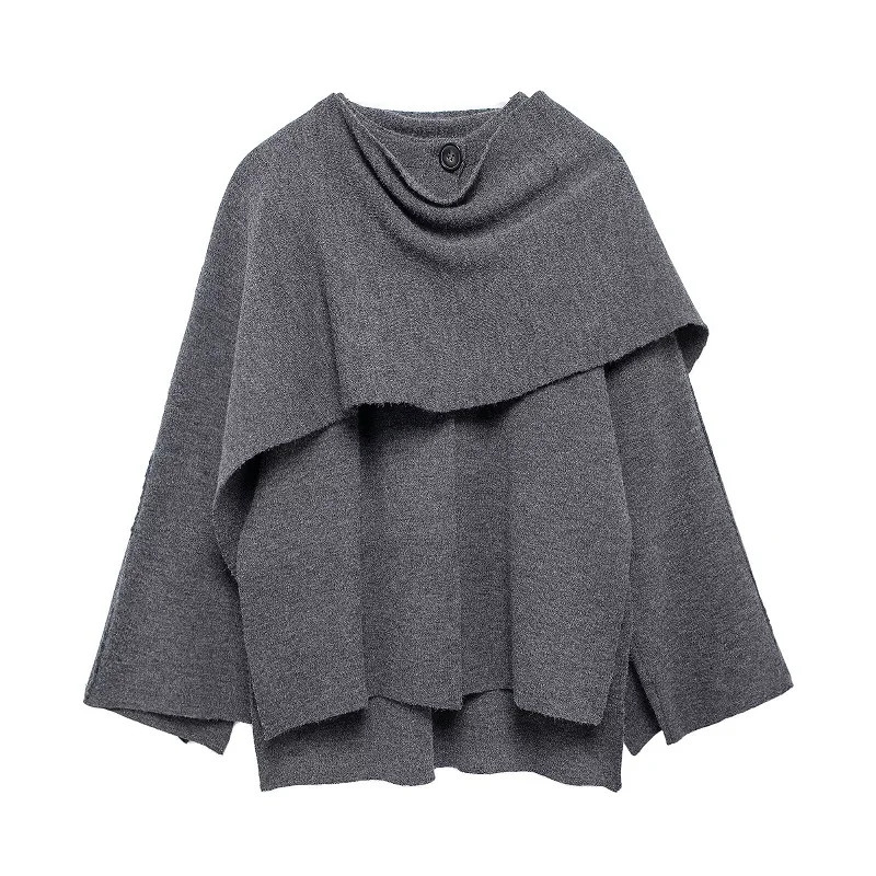 MUJER Cape Coat Women Scarf Collar Ponchos Women Shawl Long Sleeve Winter Woman Ponchos Cloak Knitted Cardigan for Women 251016
