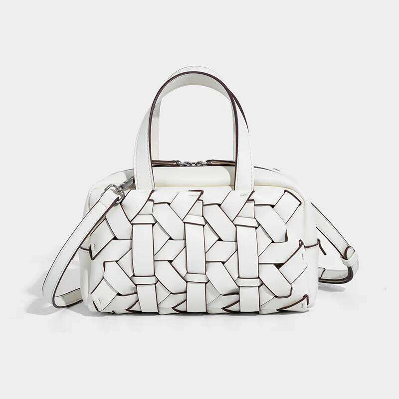 Women's Handmade Woven Pillow Handbags PU Leather Adjustable Strap Single Shoulder Crossbody Large Capacity Underarm Bag Suotong1022