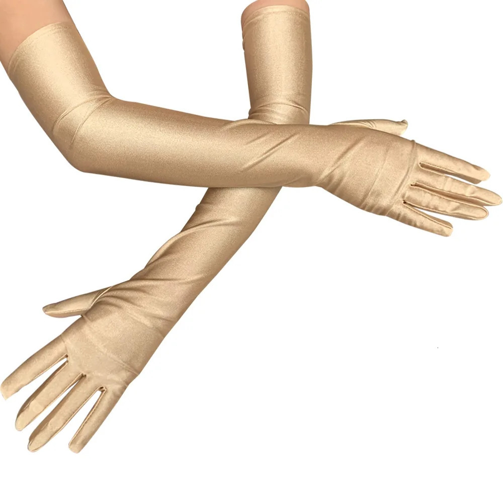 Classic Adult Black White Red Grey Skin OperaElbowWrist Stretch Satin Finger Long Glove Flapper Gloves Matching Costume 251021