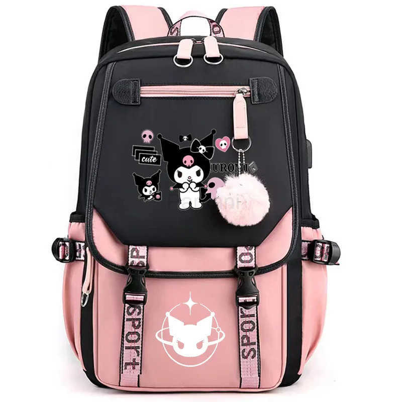 Sanrio Cute Kuromi Backpack Large Capacity School Bag Sport Laptop Bag Stylish College Student Travel Backpack L251022