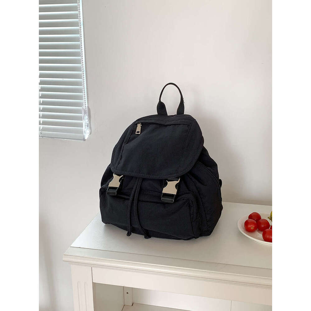 New Nylon Women, High-End Niche Design With Snap Closure, Commuter School Bag, Casual Small Backpack For College Students B5