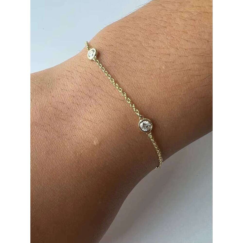 Pure Sier and Gold Plated Natural Sparkling Pyroxene Brilliant Cut Chain Bracelet