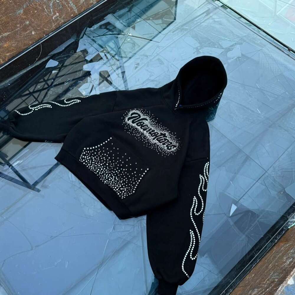 2025 American Ins Personalized Letter Rhinestone Print Couple Matching Street Style Trendy Loose Sweatshirt