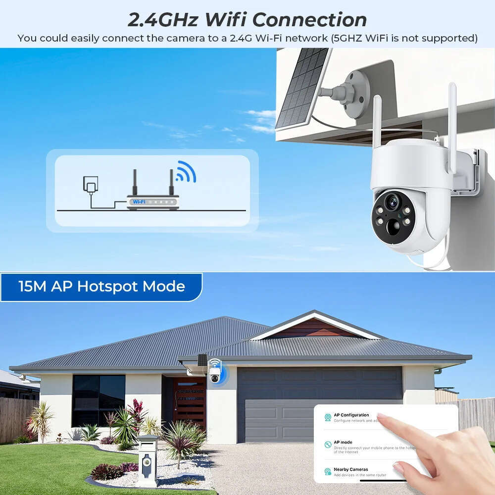 icsee Surveillance Solar Camera Outdoor Waterproof Home Wireless Network WiFi HD Smart Monitor