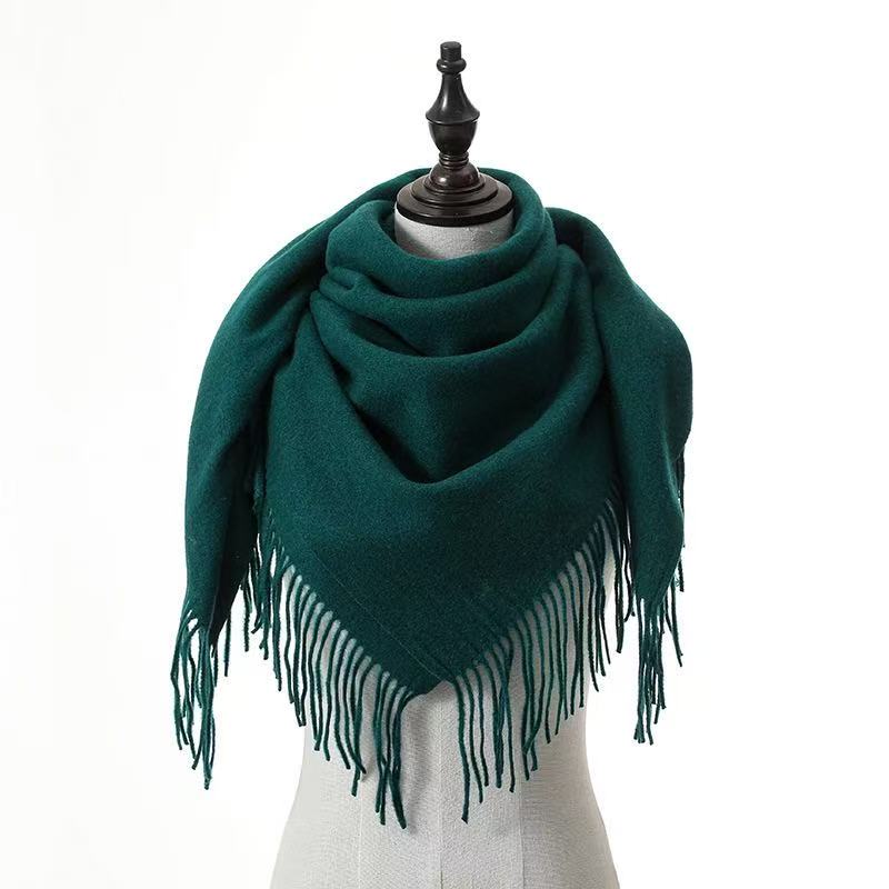 T2123 Korean version cashmere scarf female autumn and winter solid color ladies tassel neck shawl
