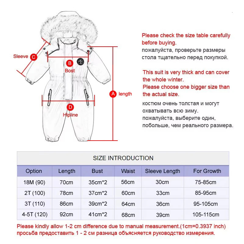 30 Degree Winter Baby Clothes Overalls Outwear Suits For Infants Ski Suit Thick Jumpsuit Waterproof Hooded Girls 251022