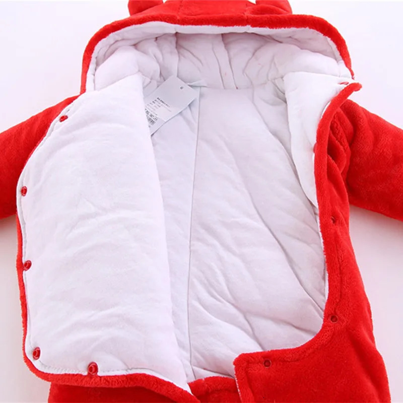 OLEKID Autumn Winter Baby Boy Rompers Hooded Thick Cotton born Jumpsuit Infant Girl Overalls Toddler Born Coat 251022