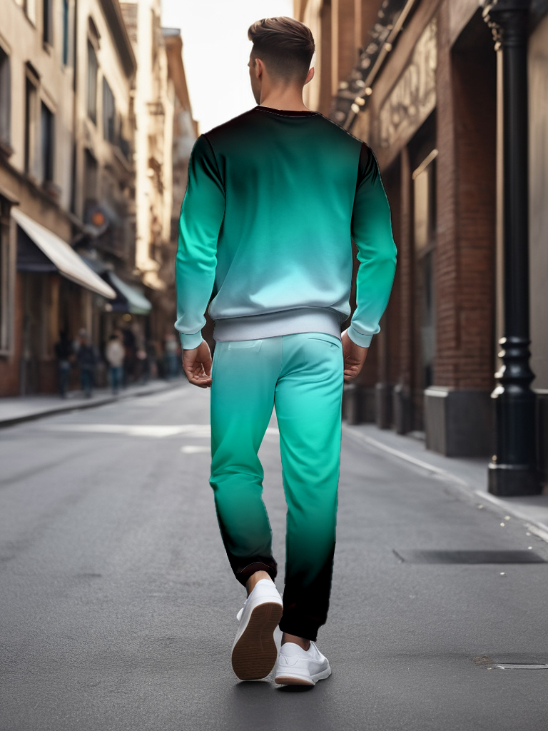 Men's Ankle-Length Knitted Cotton Blend Long Sleeve Sweatshirt Brown round Neck Casual T-Shirt Comfortable Outdoor Wear - YLWY00135