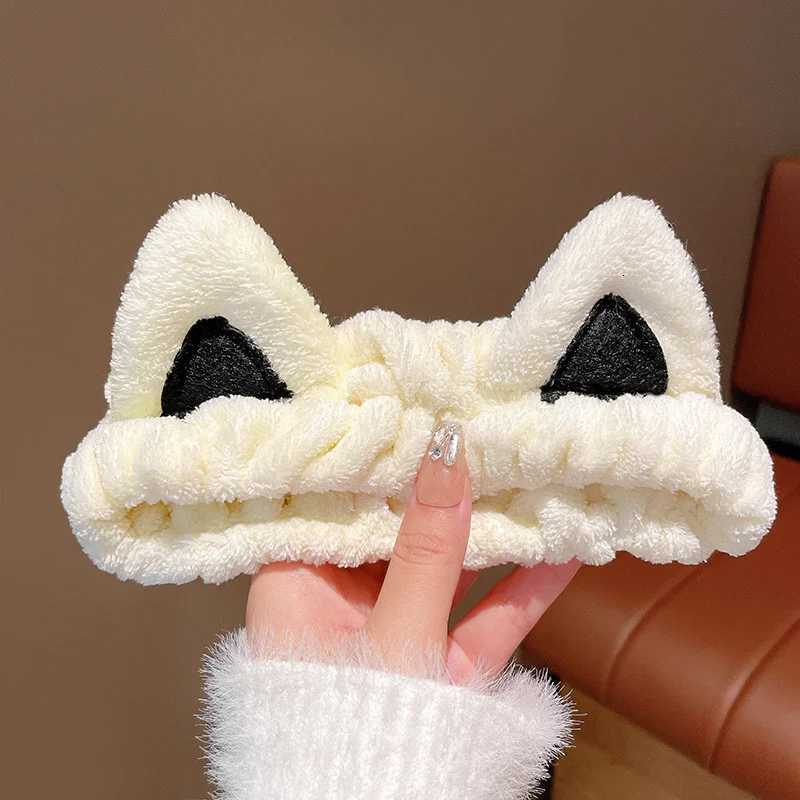 Plush Cat Ear Headband for Womans Cute Face Wash Hair Band Fashion Girl Makeup Headband V251022