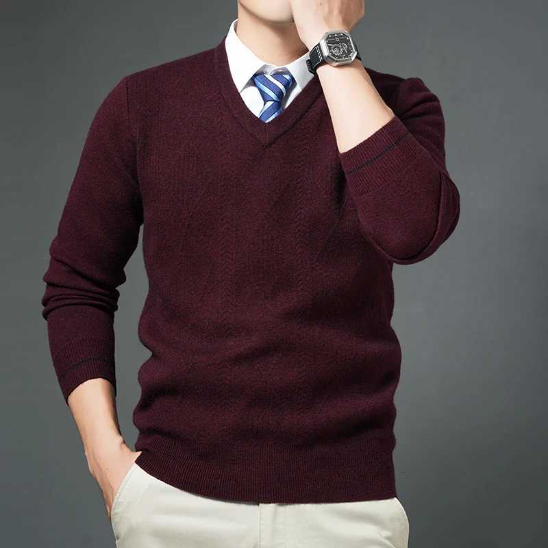 Classic Versatile Vneck Mens Sweater Simple and Warm Base Sweaterautumn and Winter Highend Solid Color Wool SweaterXJ251022