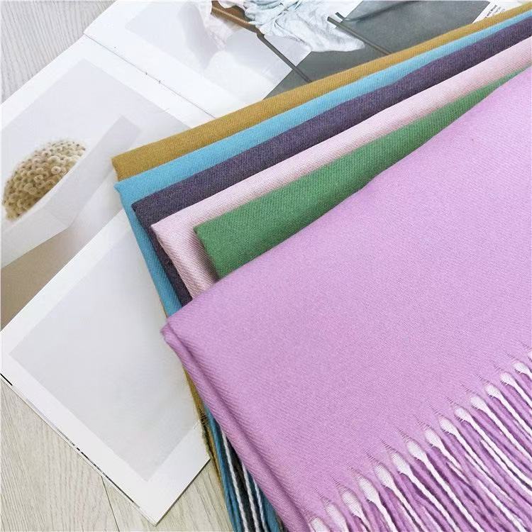 T2117 new two-color scarf women's spring and autumn winter thick Korean version double-sided dual-use long warm shawl neck scarf