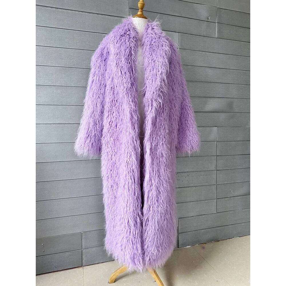 Women Imitation Sheep Faux Fur Long Coat Cardigan Thermal Loose Slim Fit Plush Coats Female Jacket Autumn Winter Furry Outerwear