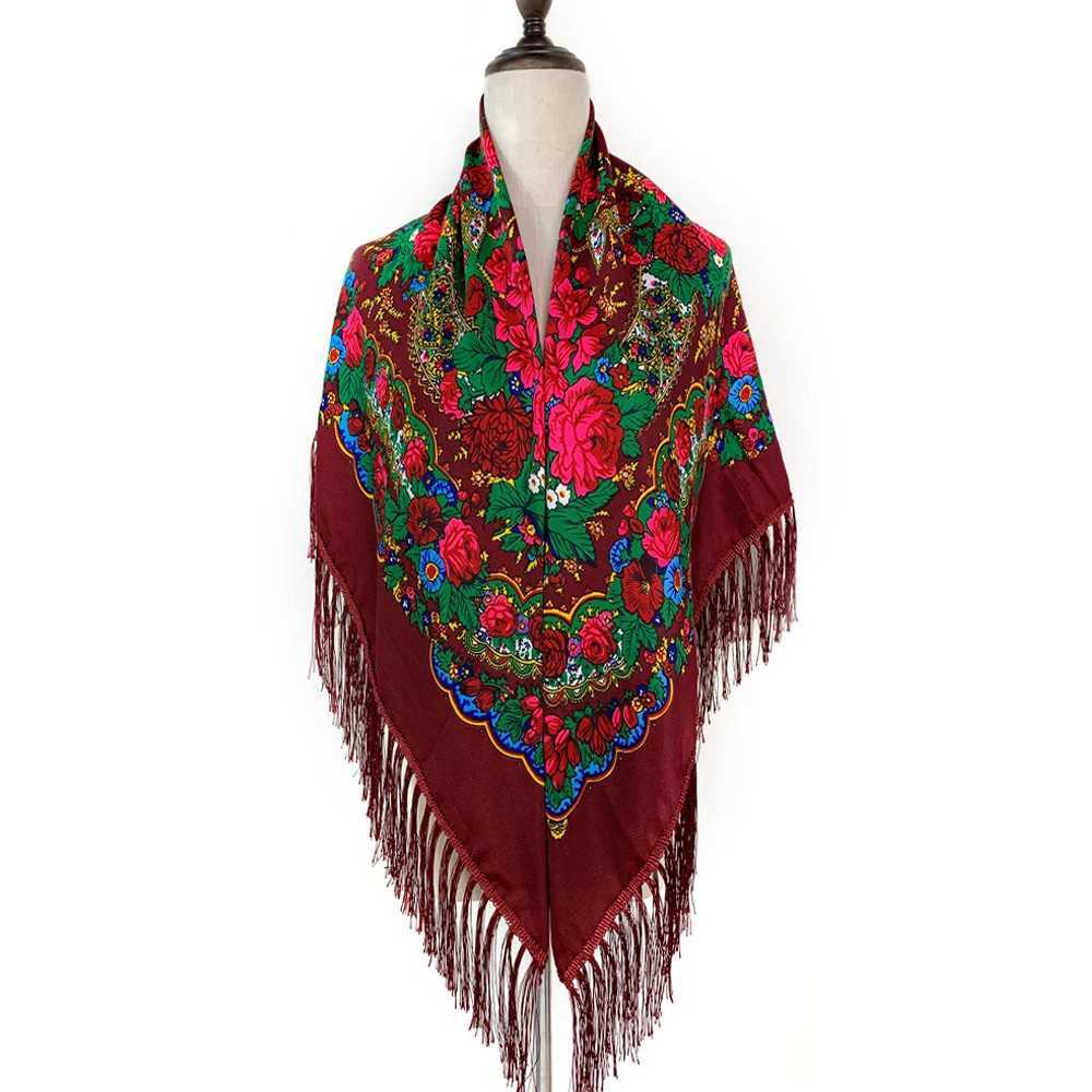 120120cm Women Russian National Square Scarf Retro Floral Printed Ethnic Scarves Handband Shawl Twill Cotton Handkerchief J251118