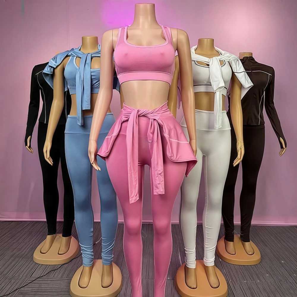 FAGADOER Autumn New Fashion Sports 3 Piece Sets Woman Outfit Stripe Patchwork Long Sleeve Zipper Tops Pants Female StreetwearT251022