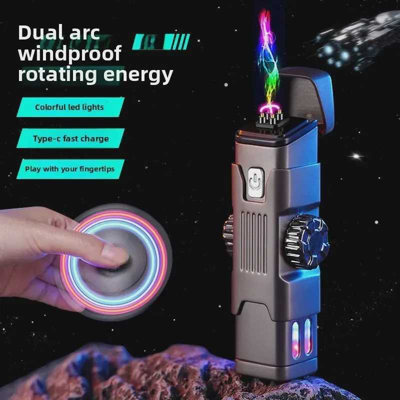 Electric Lighter Fidgets Spinners Windproof Arc Lighter With Rechargeable Design Birthday Present for Dad C251022