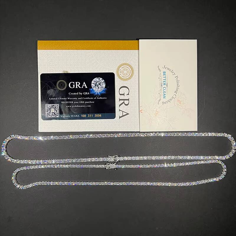 Wholesale Factory Price 925 Sterling Silver Lab Diamond VVS Tennis Chain Necklace 2mm65mm Moissanite Bracelet 3mm5mm Elegant