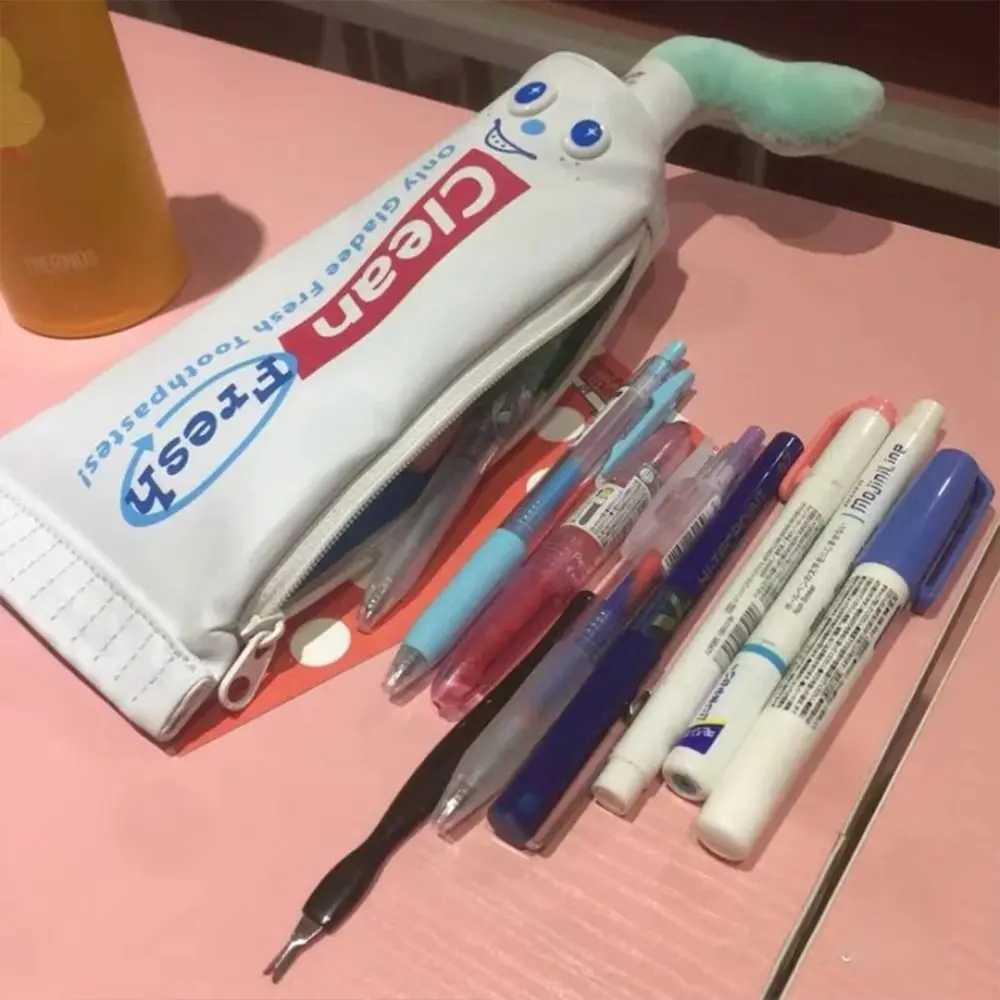 Desktop Organizer Toothpaste Pencil Case Cosmetic Pouch Large Capacity Stationery Bag Pencil Holder Pencil Cases Pencil Bag J251022